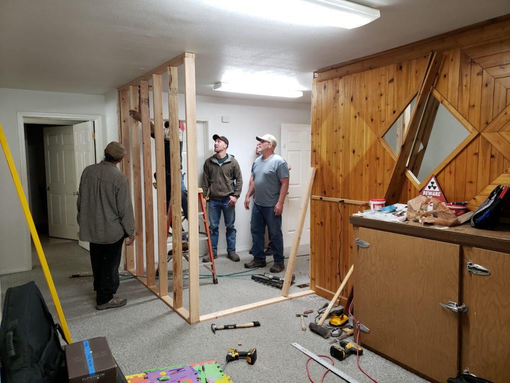 workers working on entryway